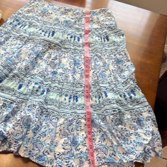 Chaps Blue and Cream Floral A-Line Skirt - Picture 5 of 5